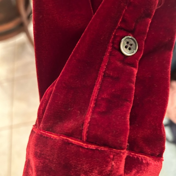 Beautiful Cranberry/ maroon Velvet blouse with reinforced collar and cuffs. NWT - Picture 4 of 5